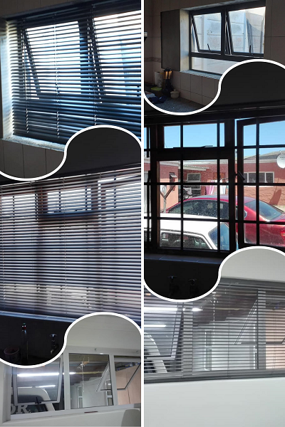 collage of window and door blinds